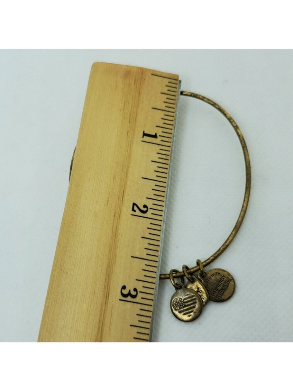 Alex and Ani Cupid's Heart Charm Expandable Bangle Gold Tone Bracelet - Picture 5 of 5